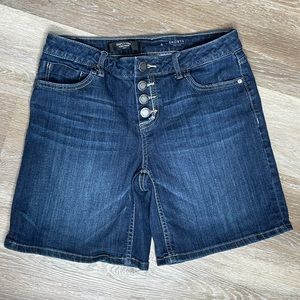 Vera Wang Mid Rise Dark Denim Bermuda Shorts